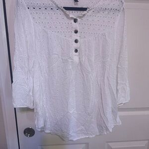 Torrid White Eyelet Blouse with Buttons